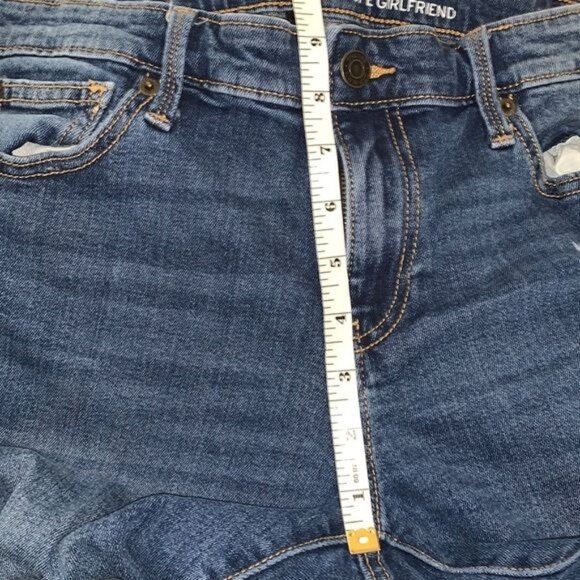 Gap Girlfriend Jeans Womens 8R Distressed Mid-Rise Dark Wash Denim Casual Pants - Picture 12 of 12